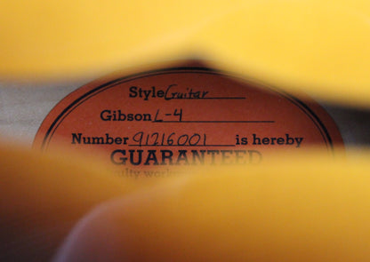 1996 Gibson Custom Shop Historic L-4 CES Sunburst - Solid Spruce Carved Top, ES-175 L4 CES L5