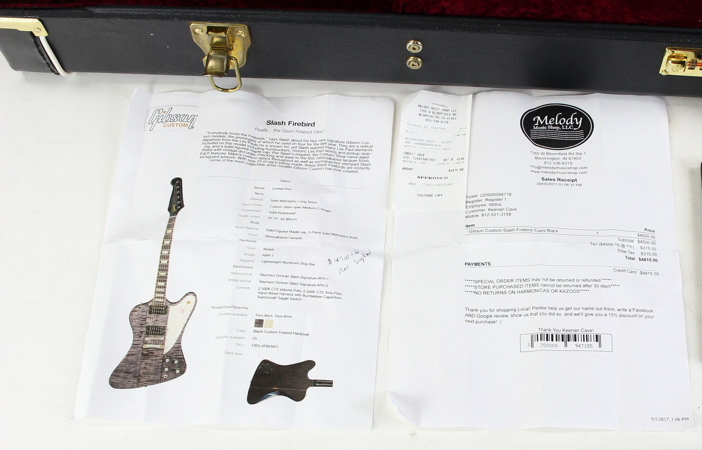 2017 Gibson Custom Shop SLASH FIREBIRD AGED Trans Black Flametop! 25 Made Total!
