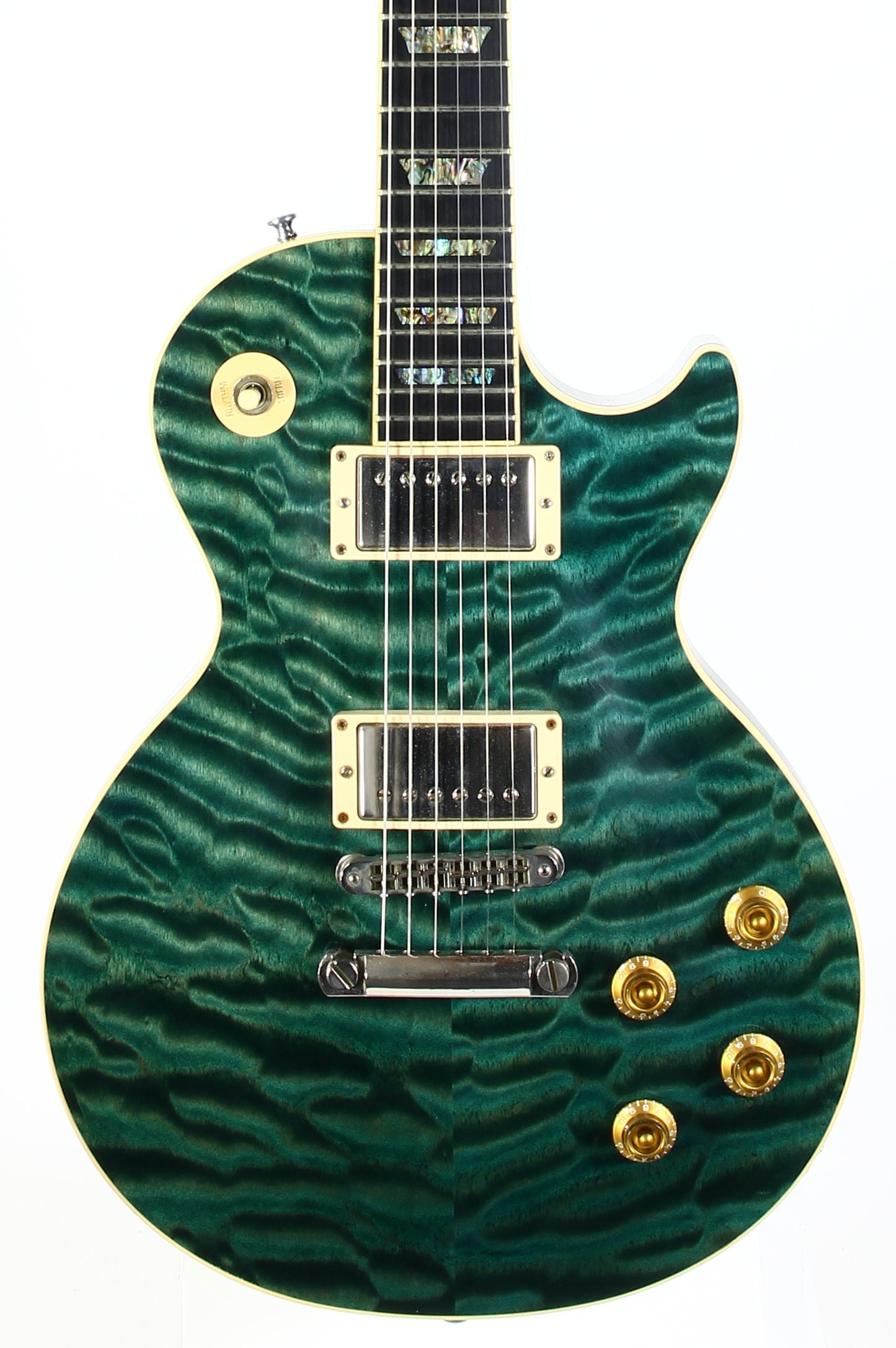 2004 Gibson Custom Shop Les Paul Elegant INSANE QUILT TOP! Peacock Green, Abalone Inlays, Ebony Board!