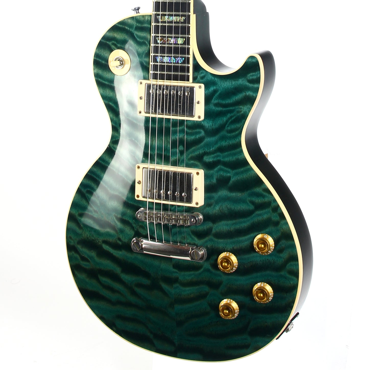 2004 Gibson Custom Shop Les Paul Elegant INSANE QUILT TOP! Peacock Green, Abalone Inlays, Ebony Board!
