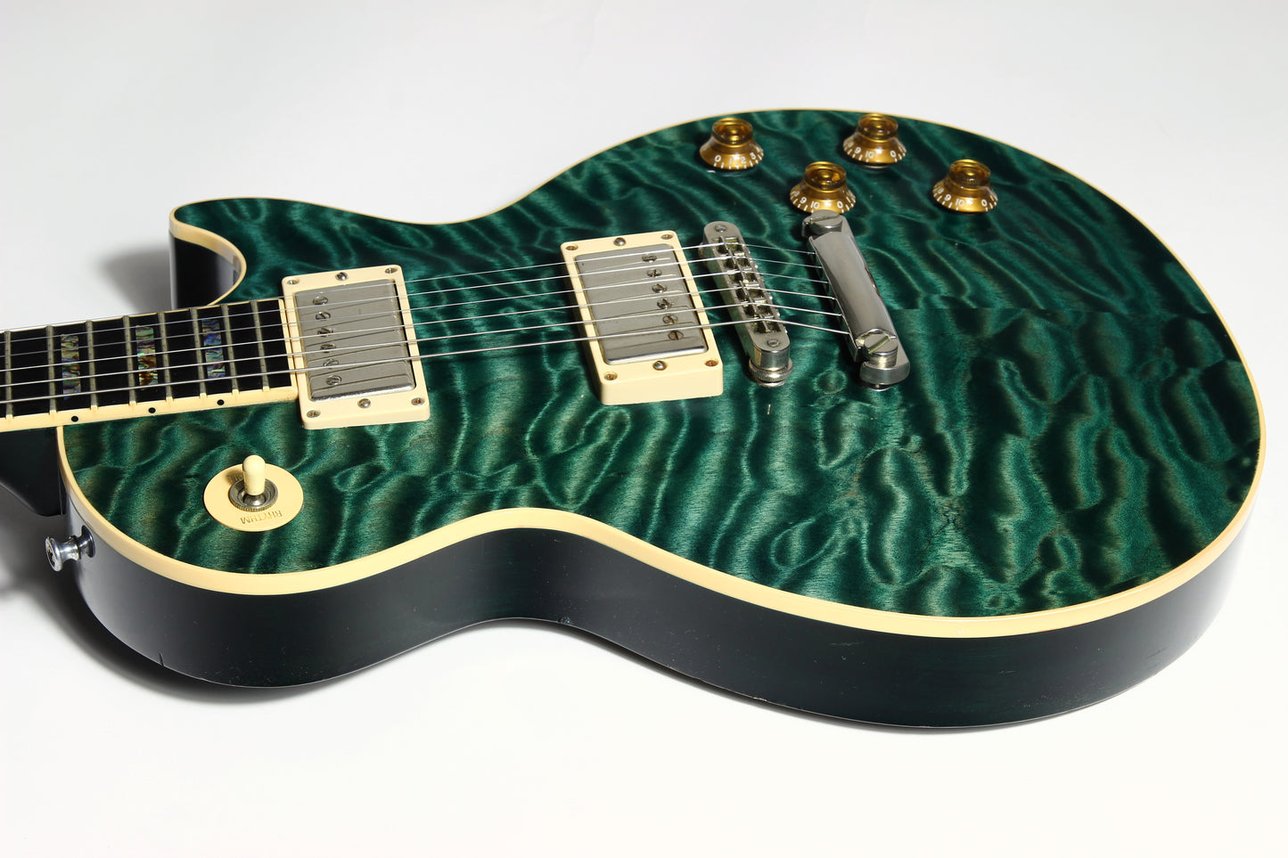 2004 Gibson Custom Shop Les Paul Elegant INSANE QUILT TOP! Peacock Green, Abalone Inlays, Ebony Board!