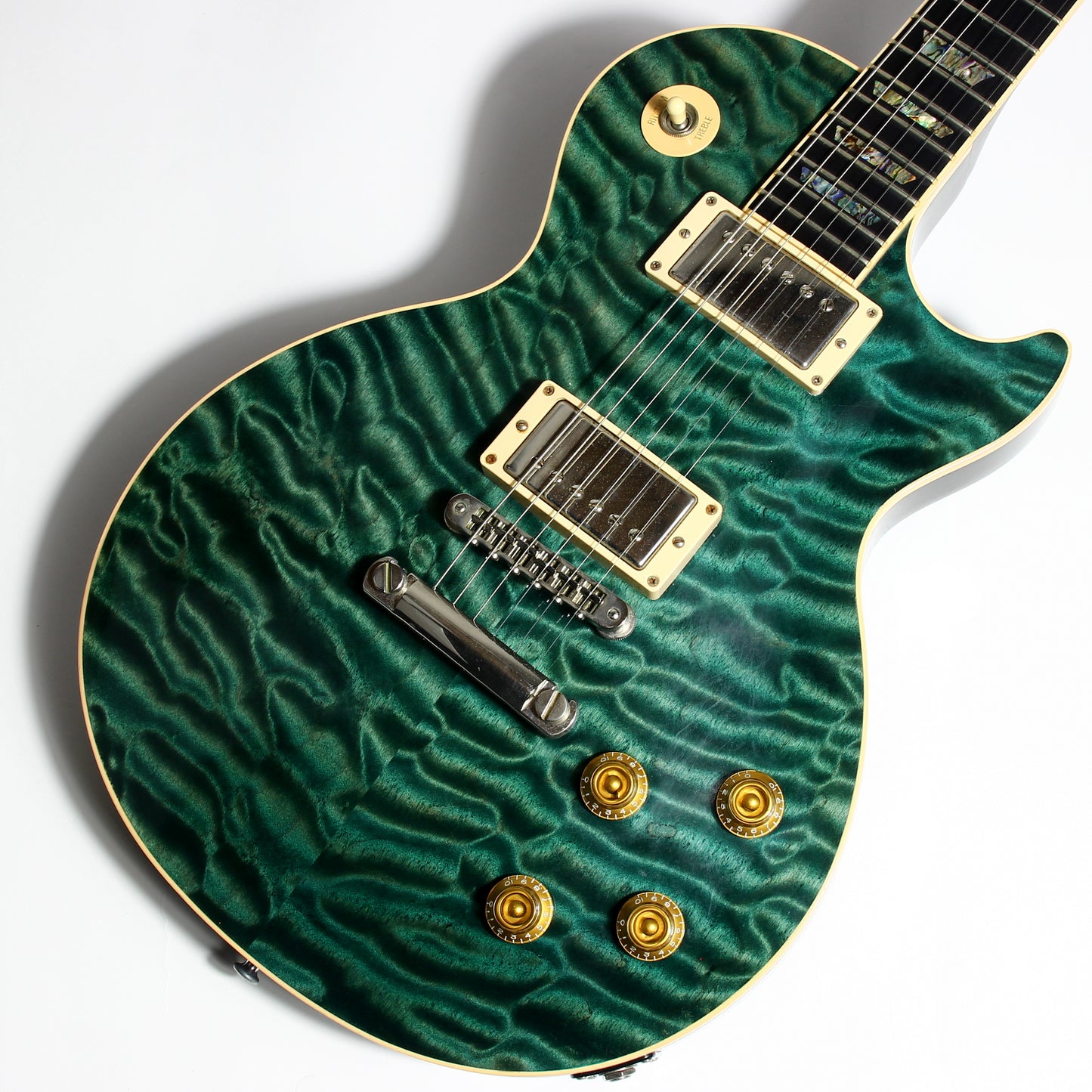 2004 Gibson Custom Shop Les Paul Elegant INSANE QUILT TOP! Peacock Green, Abalone Inlays, Ebony Board!