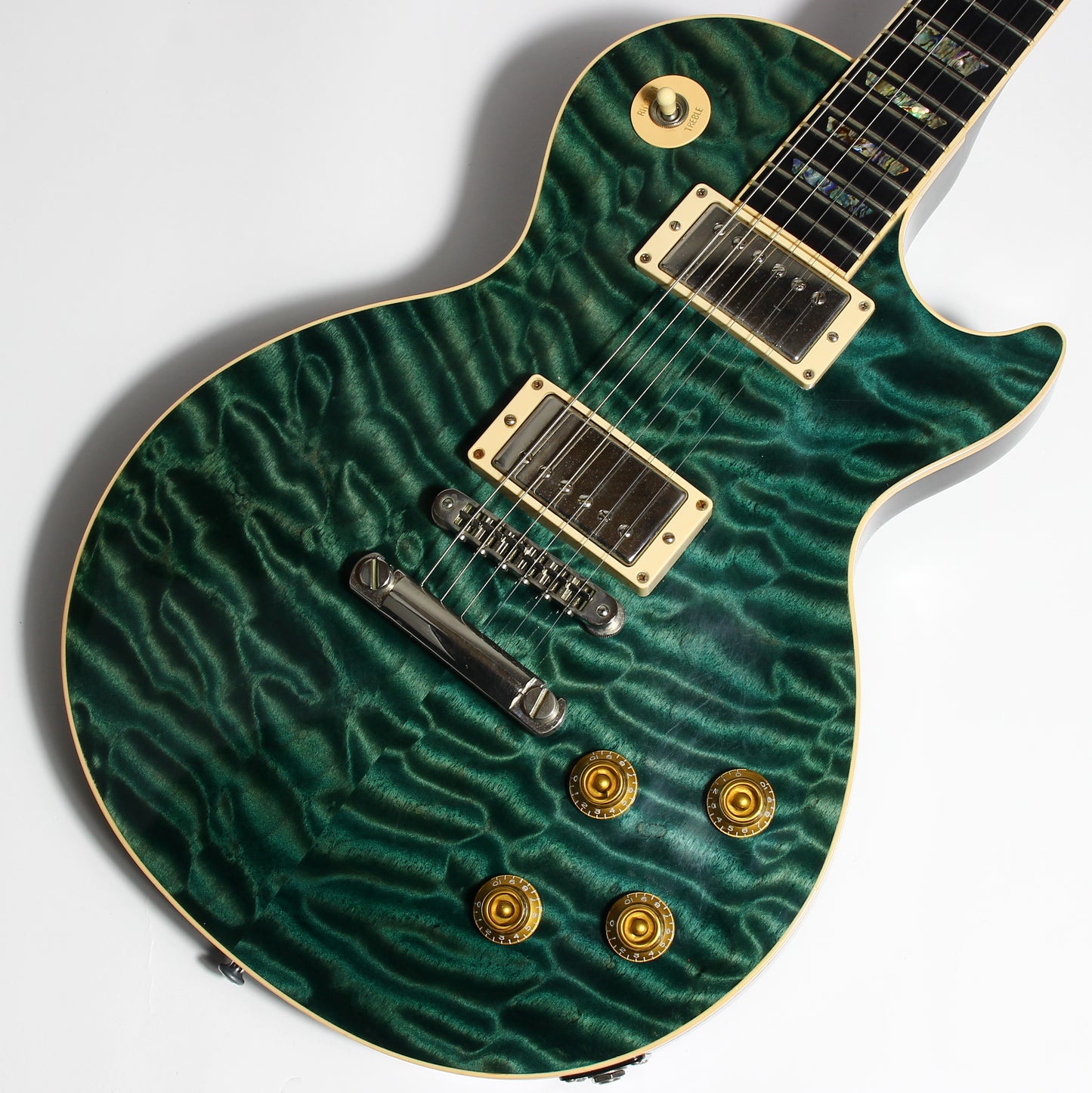 2004 Gibson Custom Shop Les Paul Elegant INSANE QUILT TOP! Peacock Green, Abalone Inlays, Ebony Board!