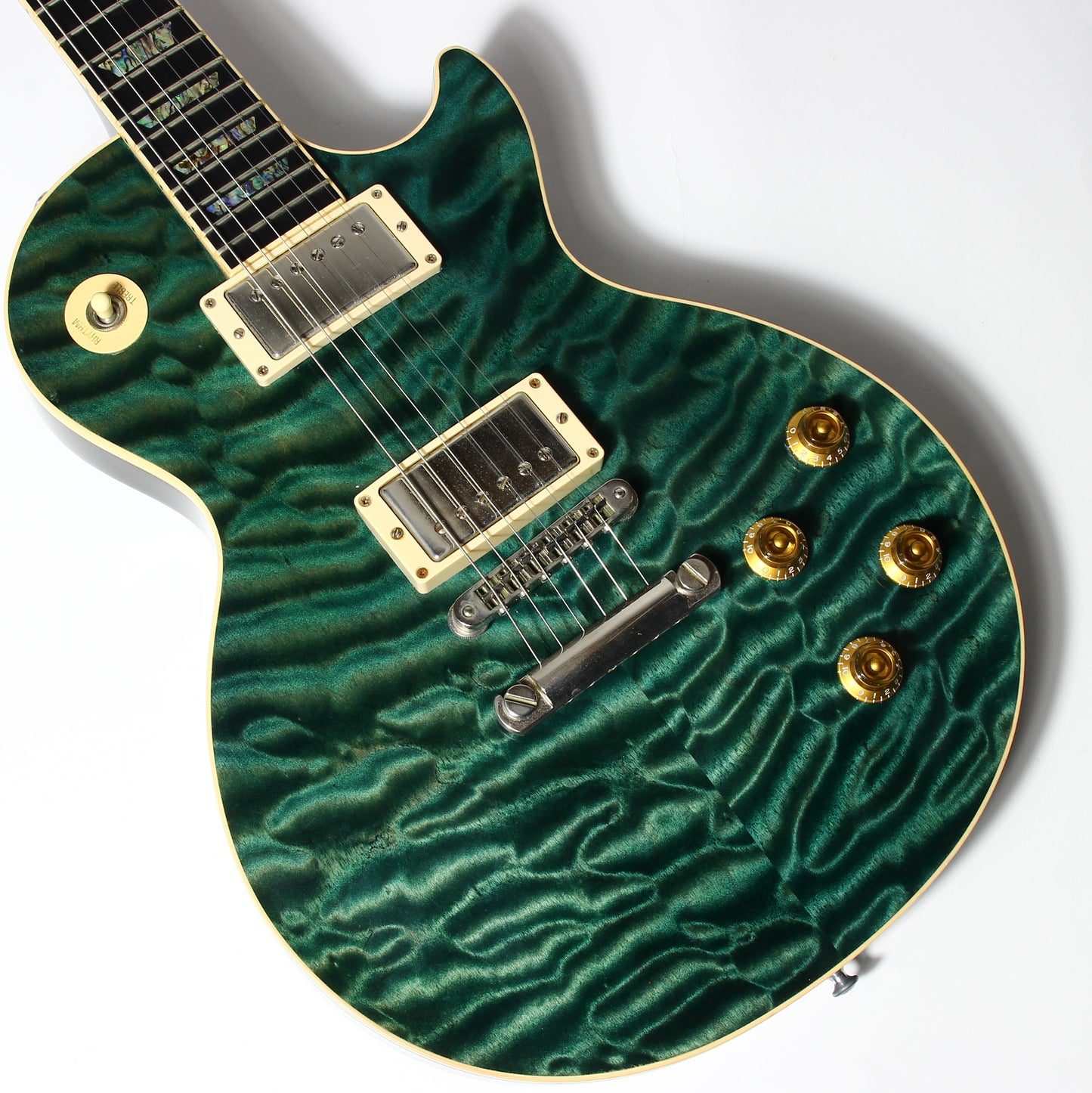 2004 Gibson Custom Shop Les Paul Elegant INSANE QUILT TOP! Peacock Green, Abalone Inlays, Ebony Board!