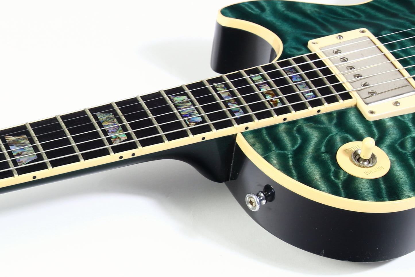 2004 Gibson Custom Shop Les Paul Elegant INSANE QUILT TOP! Peacock Green, Abalone Inlays, Ebony Board!
