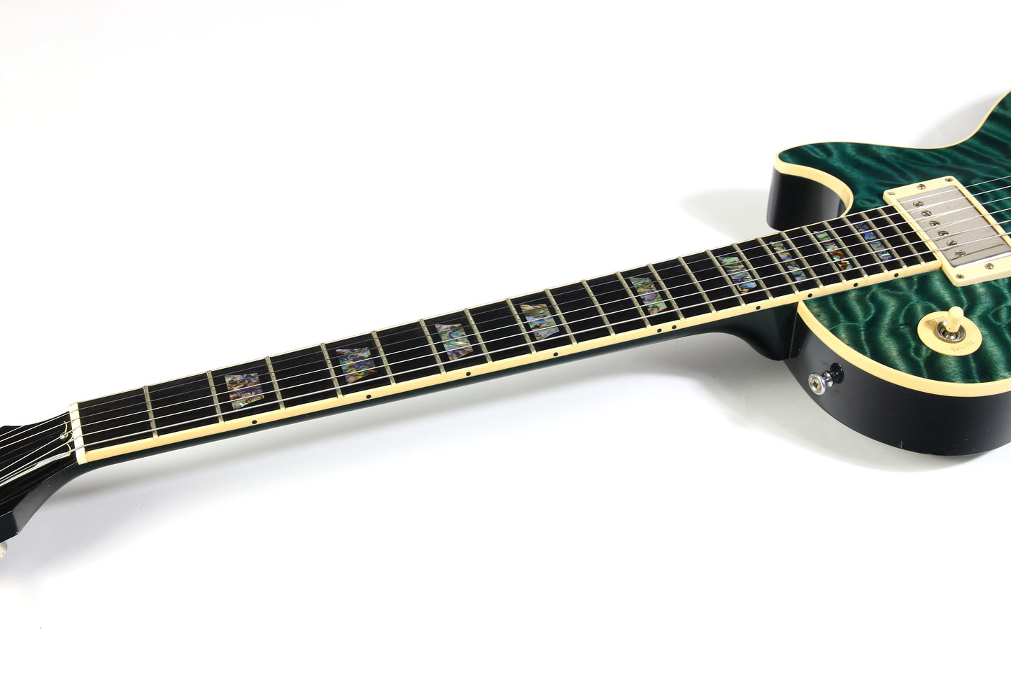 2004 Gibson Custom Shop Les Paul Elegant INSANE QUILT TOP! Peacock Green, Abalone Inlays, Ebony Board!