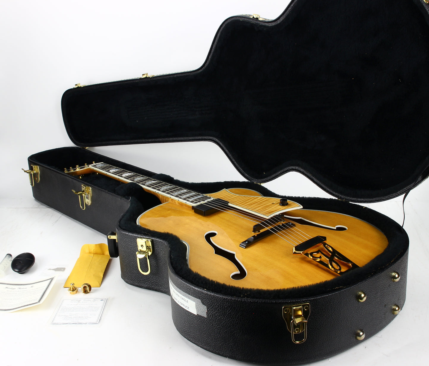 MINTY! 1999 Heritage Golden Eagle Antique Natural Jazz Carved Archtop Electric Guitar -- L-5 Wes, Floating Pickup!