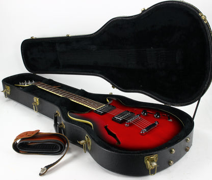 CLEAN! 2000 Hamer USA Newport Pro Black Cherry Burst - Solid Carved Spruce Top, Hollowbody Guitar!