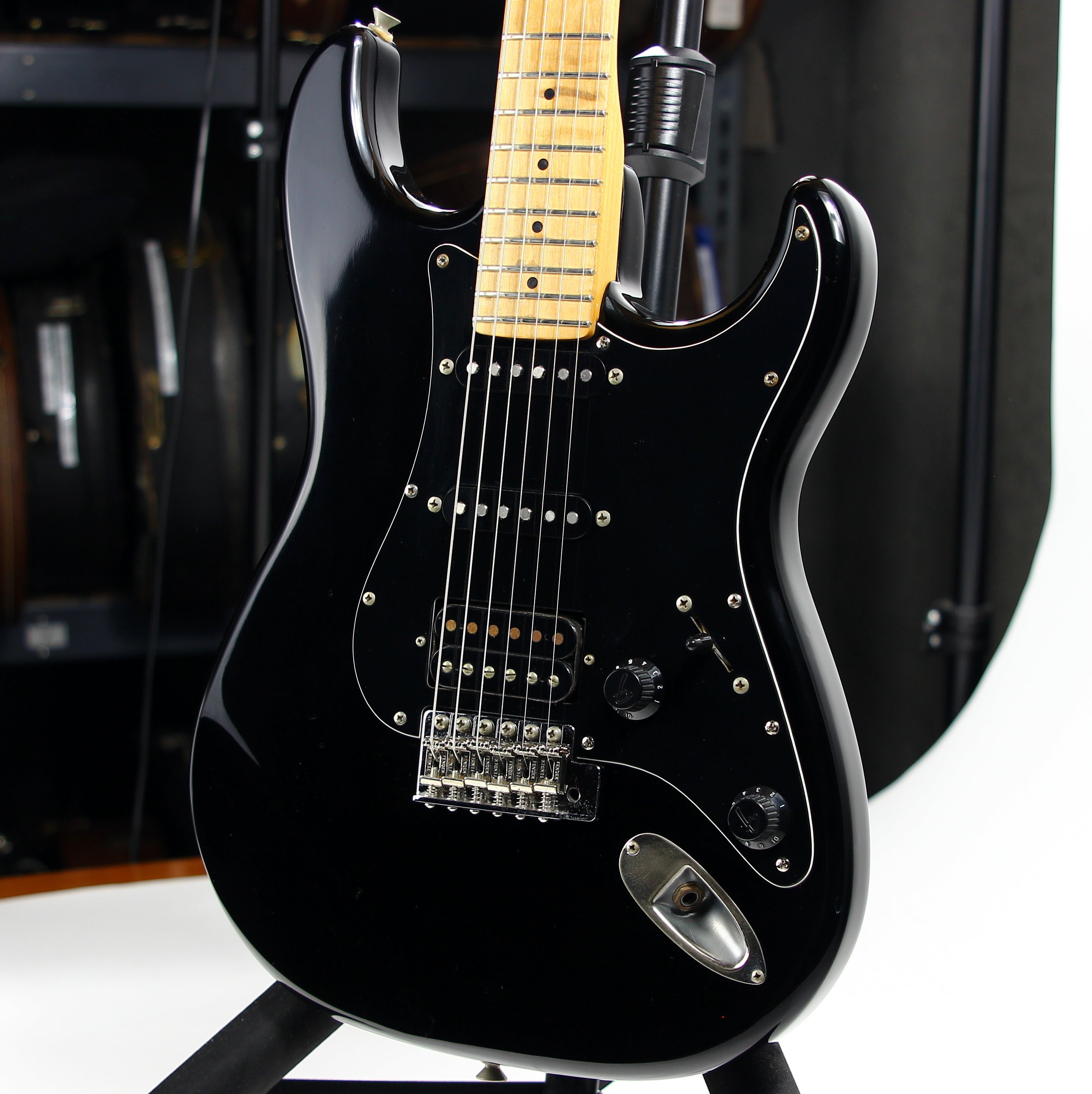 1989 Fender Japan Medium Scale Stratocaster STM-60 HSS Super Strat - Black,  MIJ, Sculpted Heel ala ultra pro