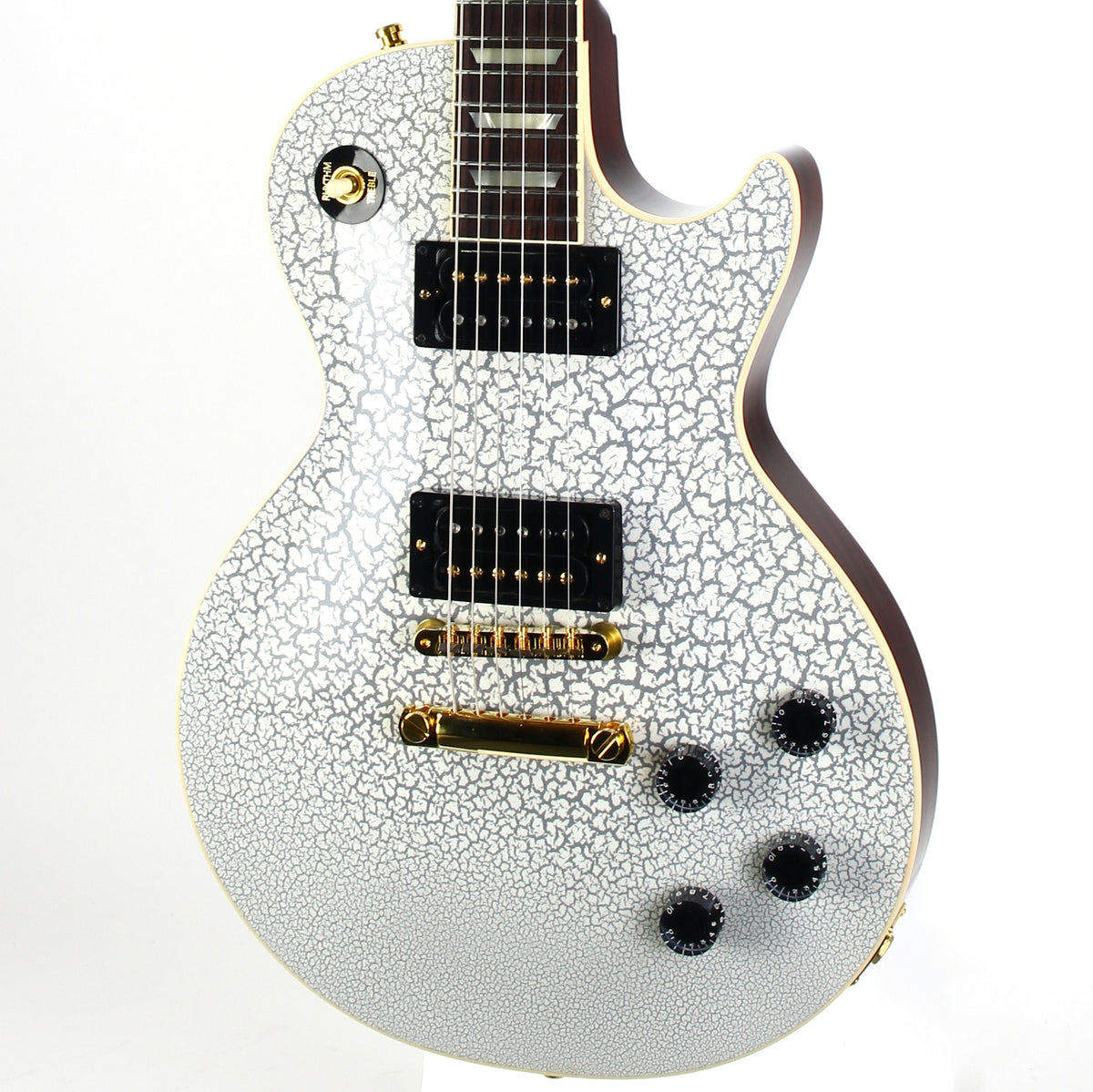 2025 Gibson Custom Shop Mod Shop 1958 Les Paul Standard Re-Issue One Of A Kind White Crackle Finish With Matching Headstock Gold Hardware