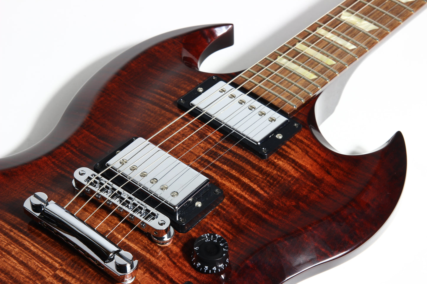 MINT! 2009 Gibson Limited Run SG Carved Top Guitar of the Month GOTM Flametop - Autumn Burst, supreme standard diablo