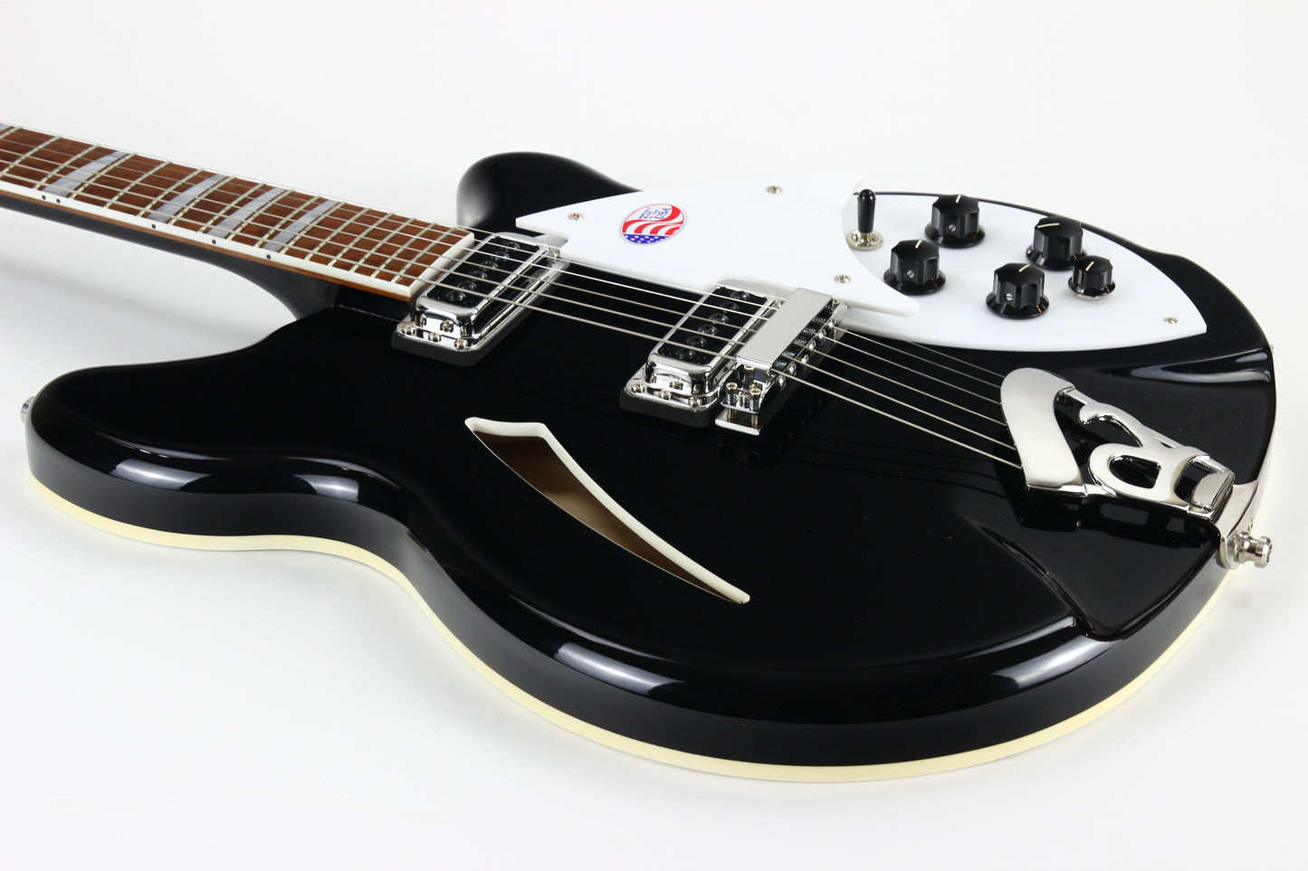 2021 Rickenbacker 360 JG Jetglo Black Semi-Hollow 6-String Guitar