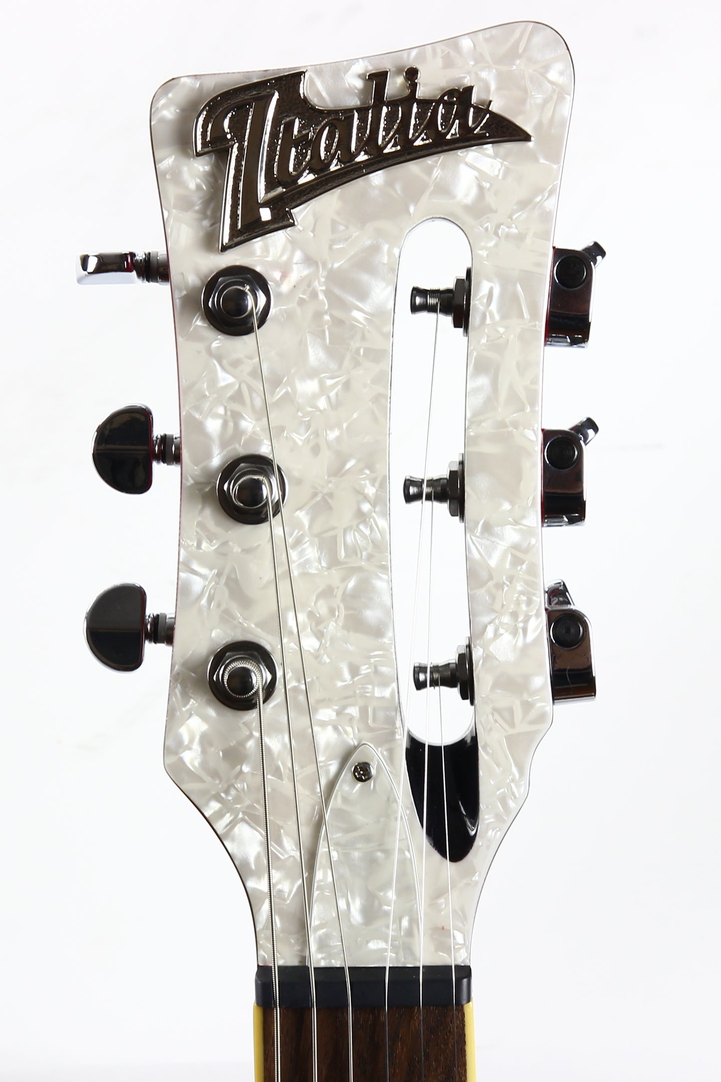 Italia Rimini 6-String White Pearloid, Semi Hollowbody Electric Guitar, Trev Wilkerson Design