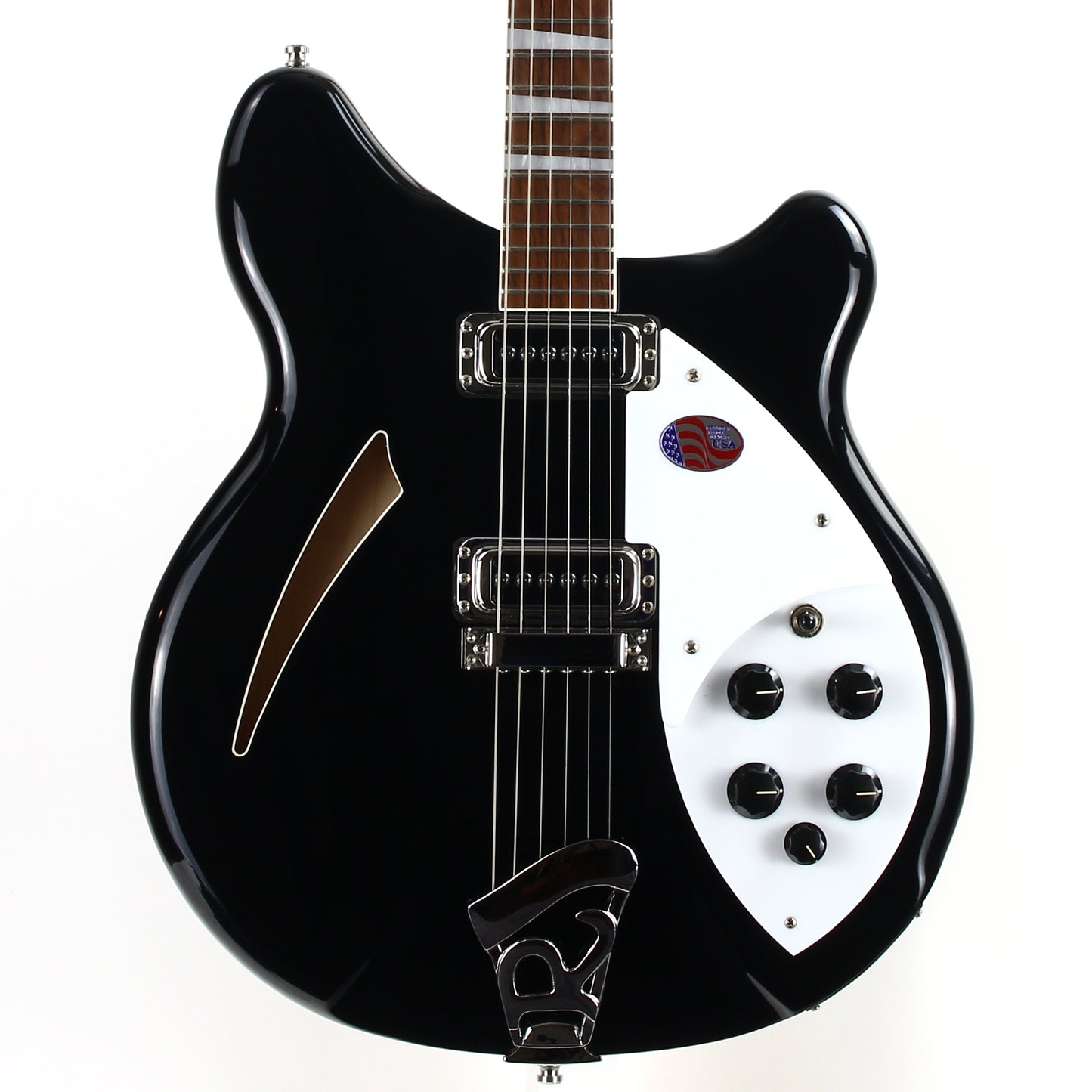 2021 Rickenbacker 360 JG Jetglo Black Semi-Hollow 6-String Guitar