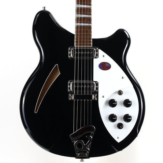 2021 Rickenbacker 360 JG Jetglo Black Semi-Hollow 6-String Guitar