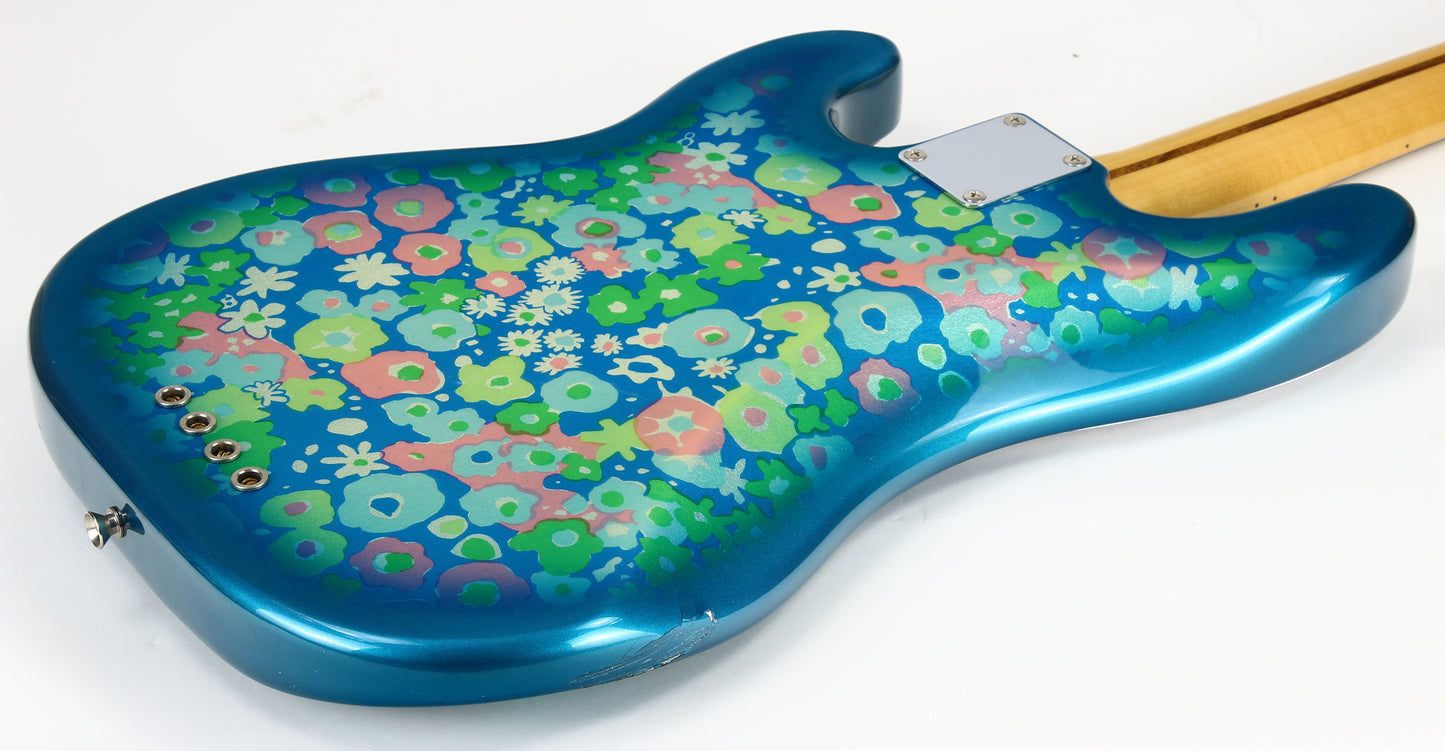 c. 2002 Fender Japan '54 Precision Bass Blue Floral Flower Telecaster OPB-54