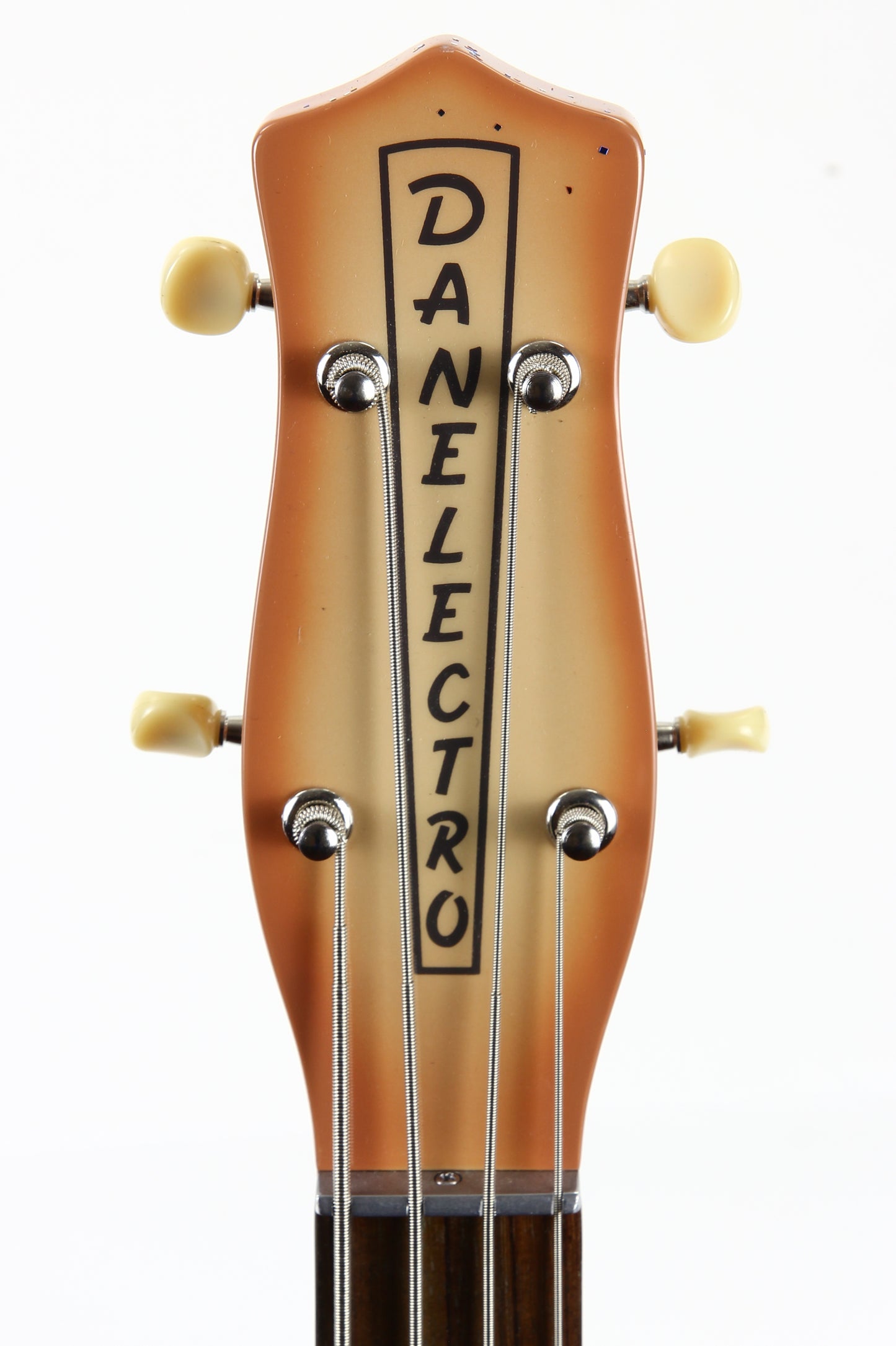 c. 1990s Danelectro Longhorn Bass Guitar Reissue Korea Short Scale Lipstick, Stacked Knobs