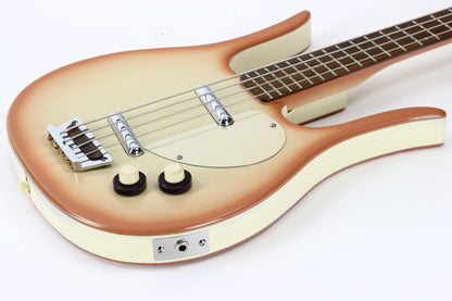 c. 1990s Danelectro Longhorn Bass Guitar Reissue Korea Short Scale Lipstick, Stacked Knobs