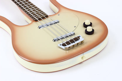 c. 1990s Danelectro Longhorn Bass Guitar Reissue Korea Short Scale Lipstick, Stacked Knobs