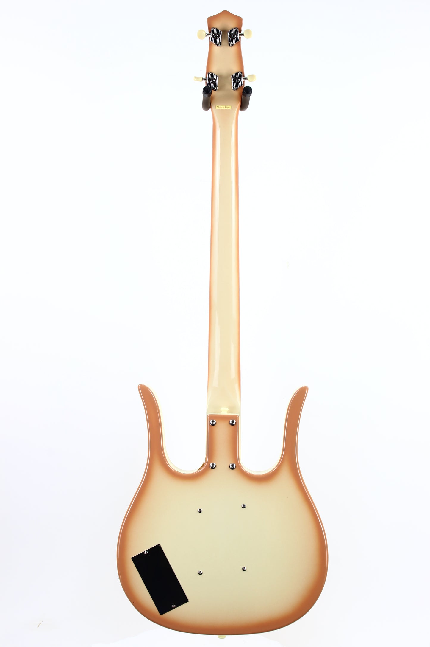 c. 1990s Danelectro Longhorn Bass Guitar Reissue Korea Short Scale Lipstick, Stacked Knobs