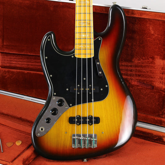 1975 Fender Jazz Bass LEFTY Left-Handed Sunburst, 100% Original Vintage