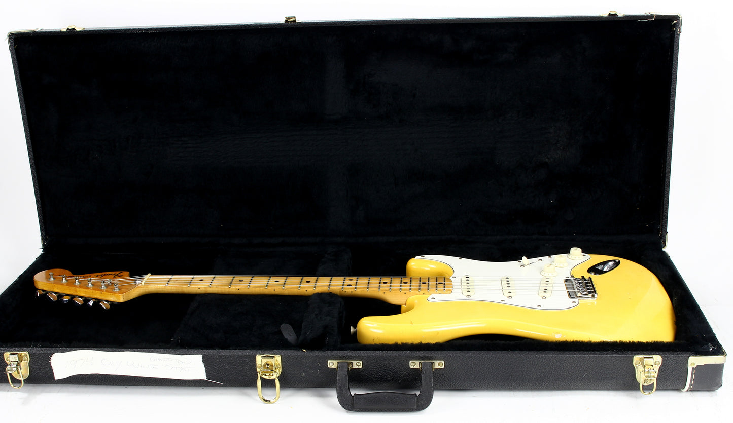 1974 Fender Stratocaster Olympic White Electric Guitar - Hardtail, Custom Color, 100% Original Vintage Strat!