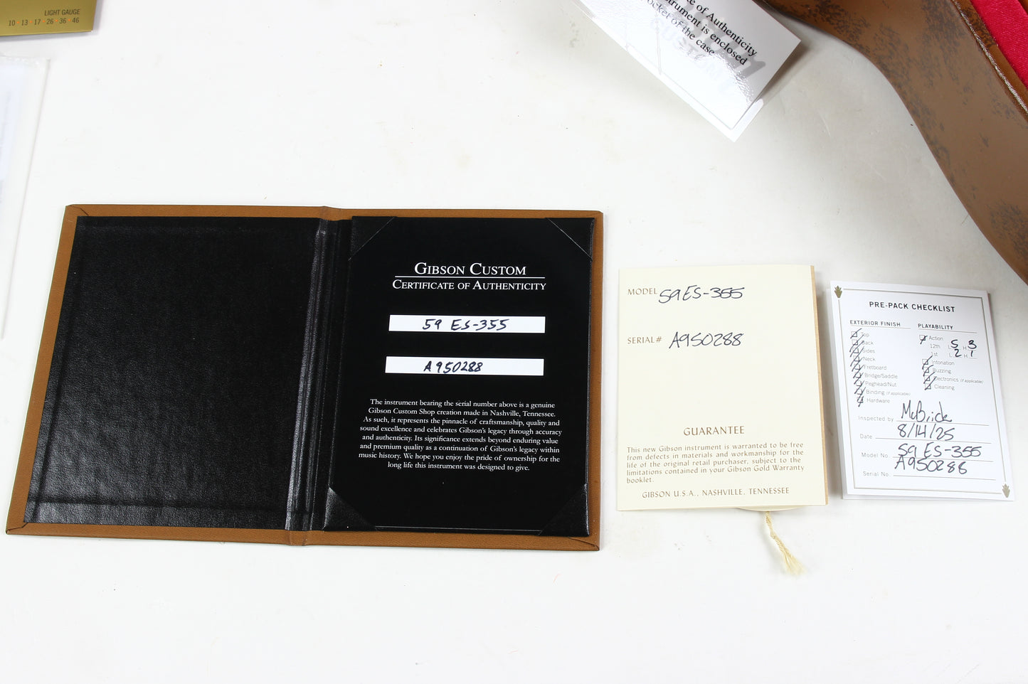2025 Gibson Custom Shop 1959 Reissue ES-355 Vintage Natural VOS Blonde Stop Bar