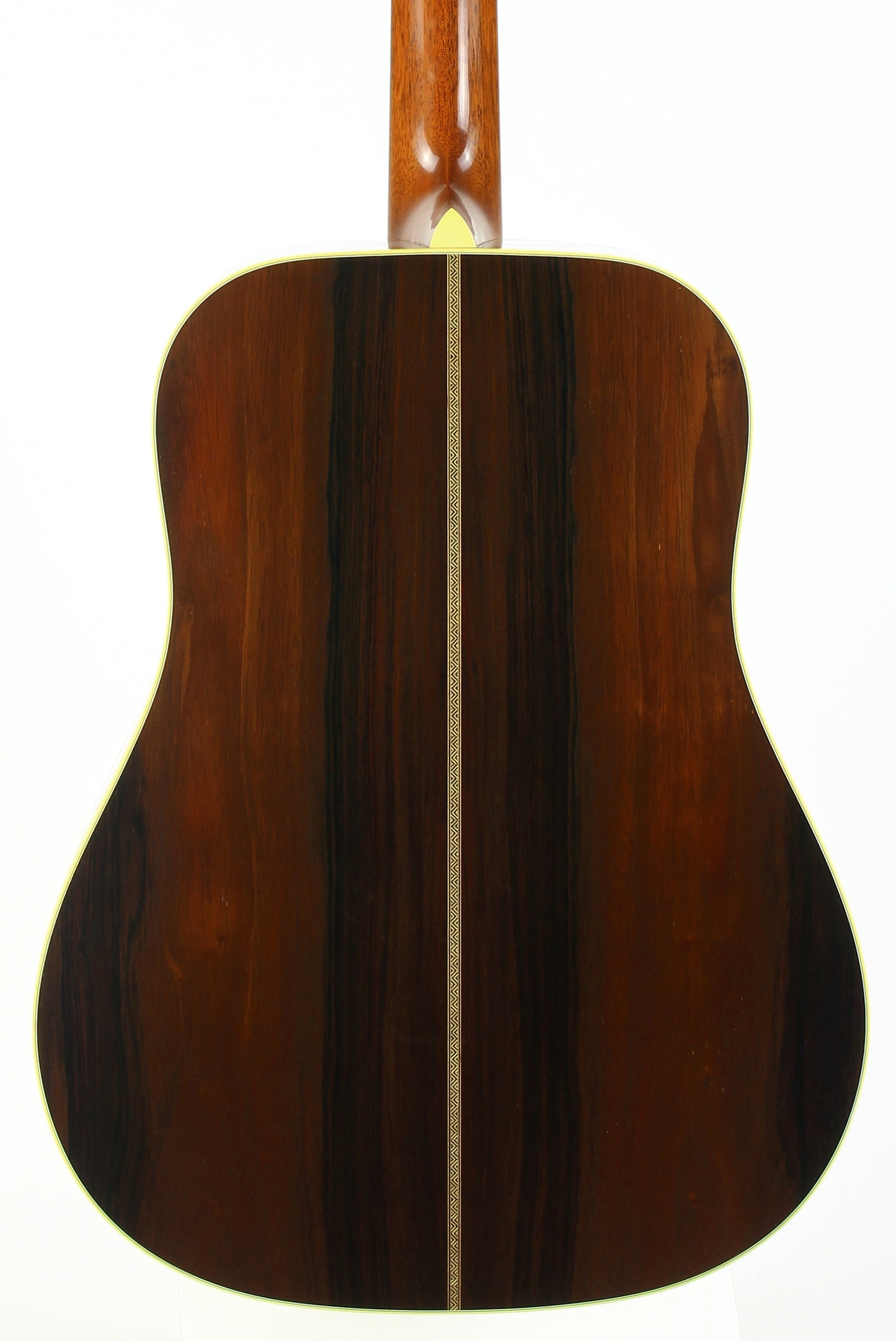 Back view of a Martin Brazilian Rosewood acoustic guitar on a white background