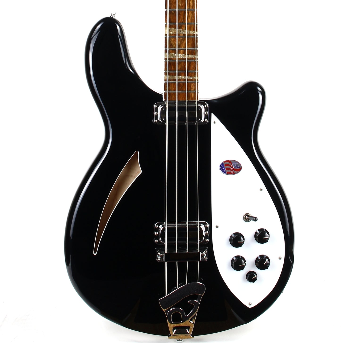 2024 Rickenbacker 4005V JG Jetglo Black Bass, Semi Hollowbody, Checkerboard Binding