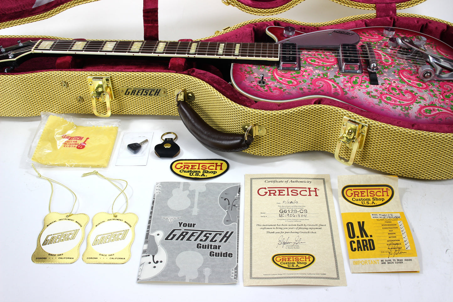 Gretsch BRAZILIAN ROSEWOOD Custom Shop USA MASTERBUILT 1957 Duo Jet 6128 Pink Paisley RELIC G6128CS Stephen Stern!