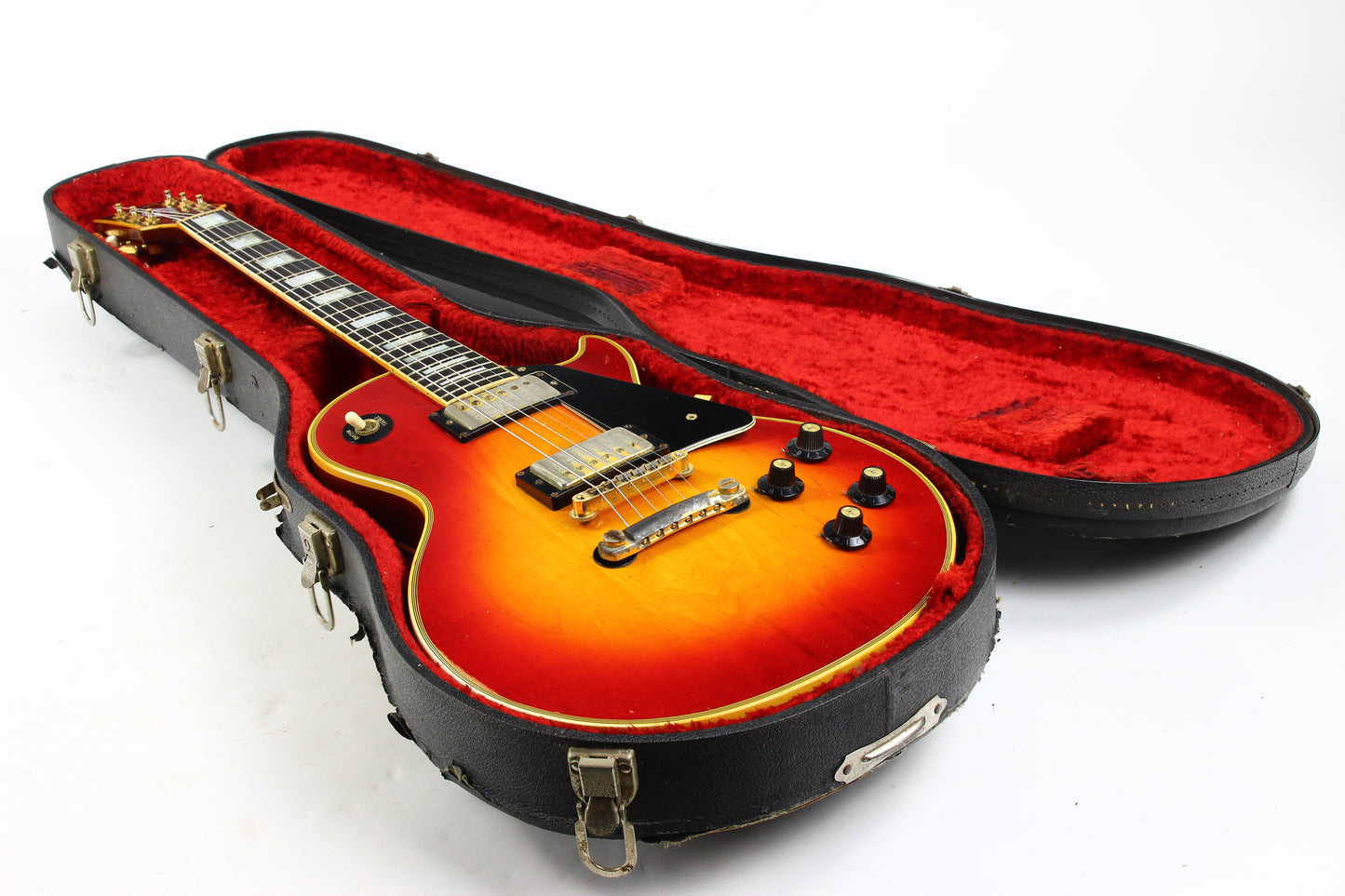 1973 Gibson Les Paul Custom Cherry Sunburst Vintage LP w Original Case Patent Sticker Humbuckers