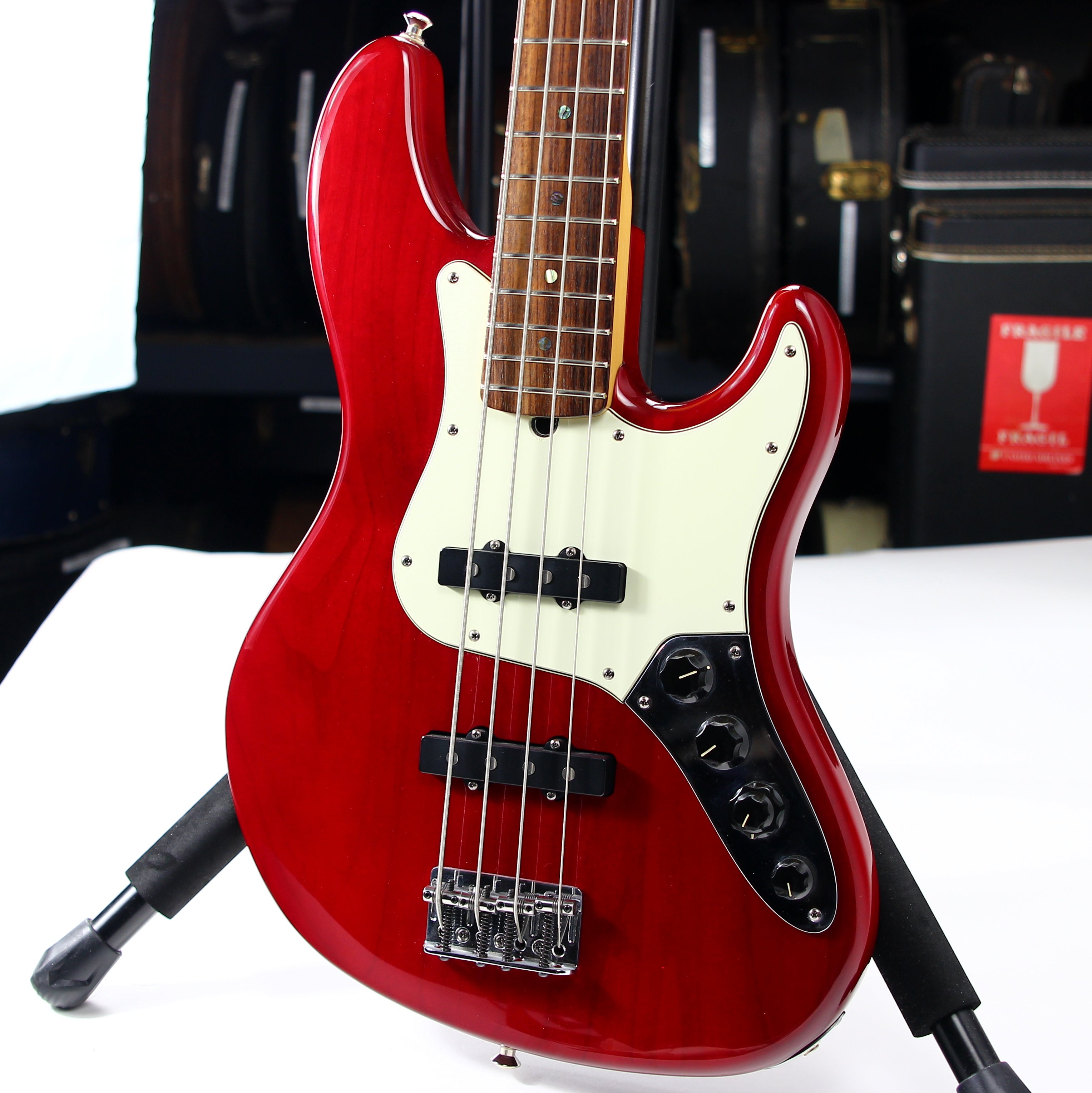 1999 Fender American Deluxe Electric Jazz Bass Transparent Red | Ash Body, Rosewood Fingerboard, 4-String, Active Electronics!