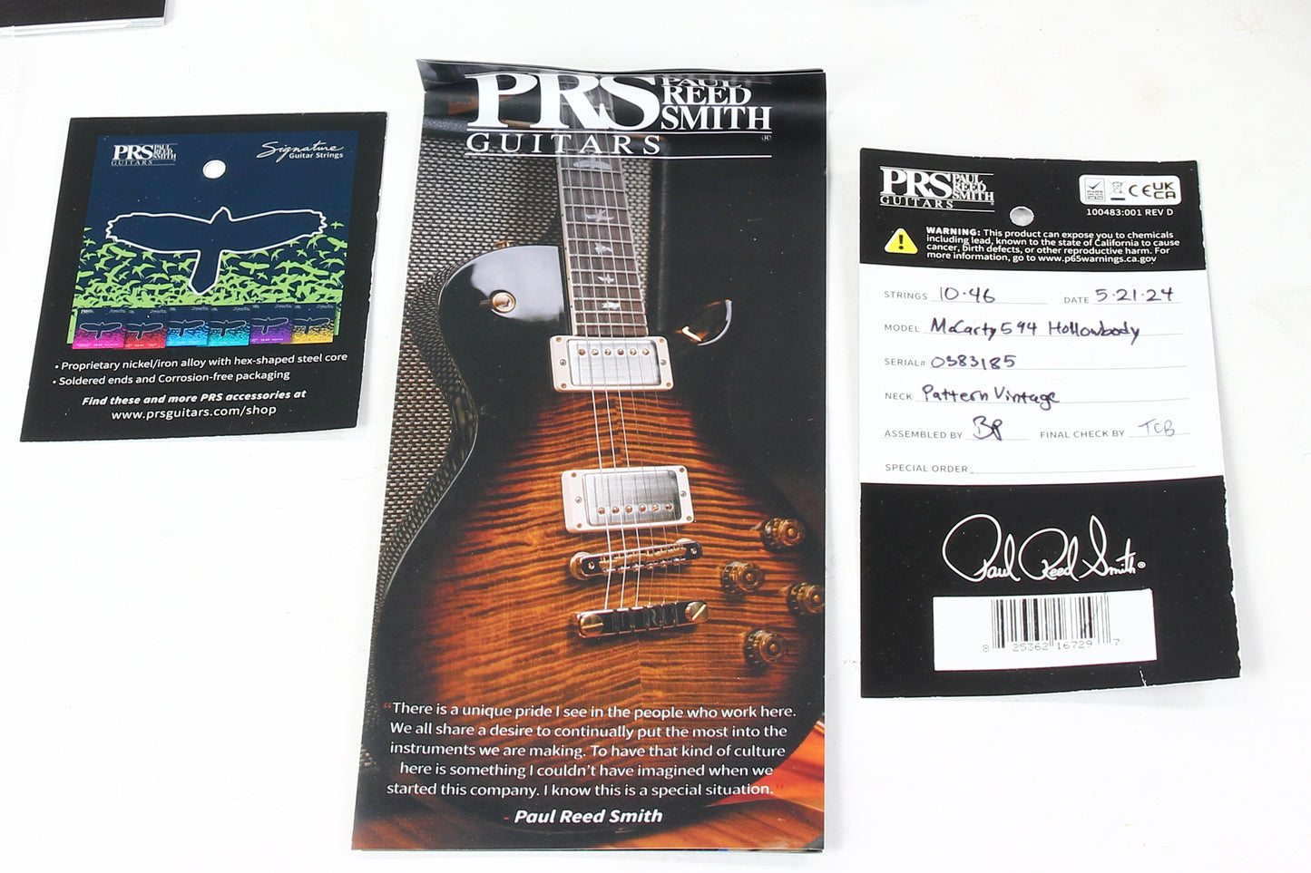 2024 PRS McCarty 594 Hollowbody II Yellow Tiger Flametop and Back | Paul Reed Smith