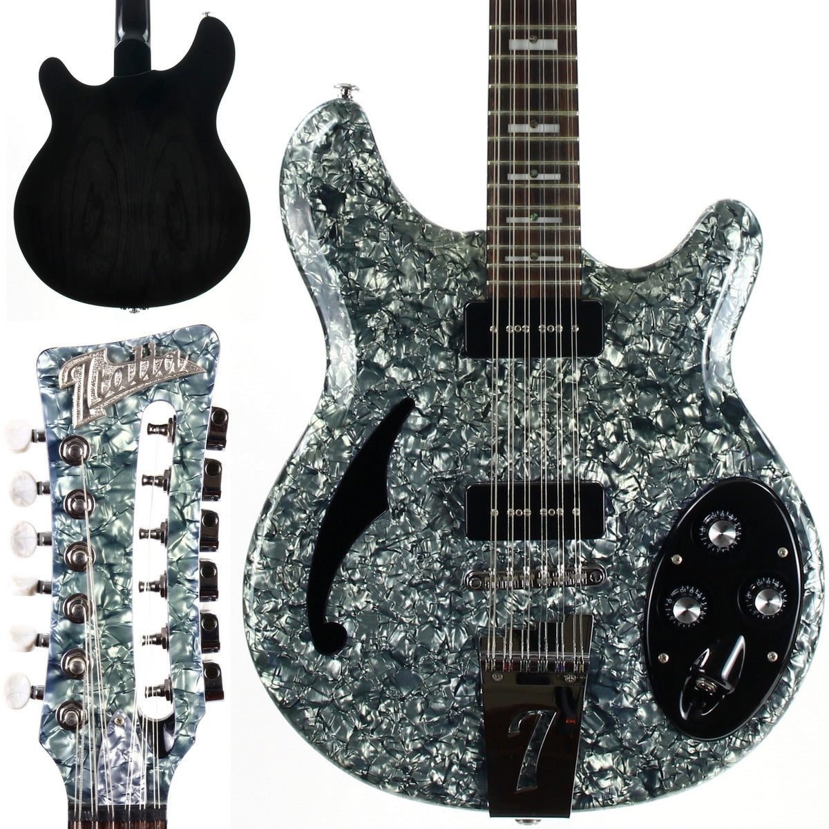 Italia Rimini 12 String Electric Guitar Grey Pearloid