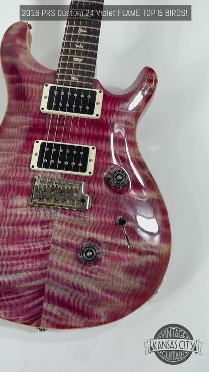 2016 PRS Custom 24 Violet FLAME TOP & BIRDS! Paul Reed Smith
