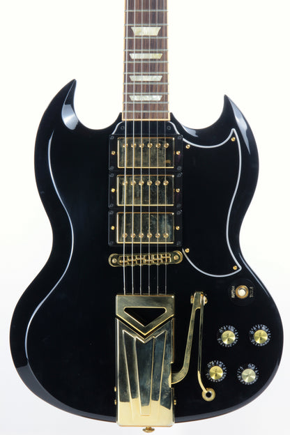 2015 Gibson Limited Edition SGS3 Ebony Black 3 Pickup, Sideways Vibrola - SG Les Paul Standard Custom