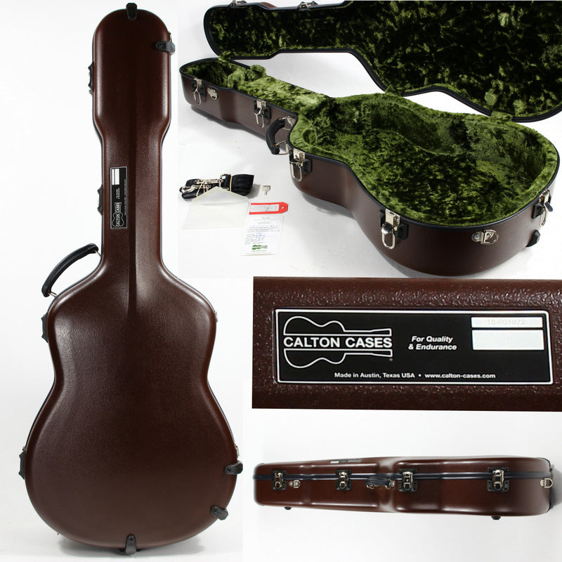 *SOLD*  CALTON Deluxe Flight Guitar Case -Martin & Collings 14-Fret Dreadnought - Brown w/ Green Lining