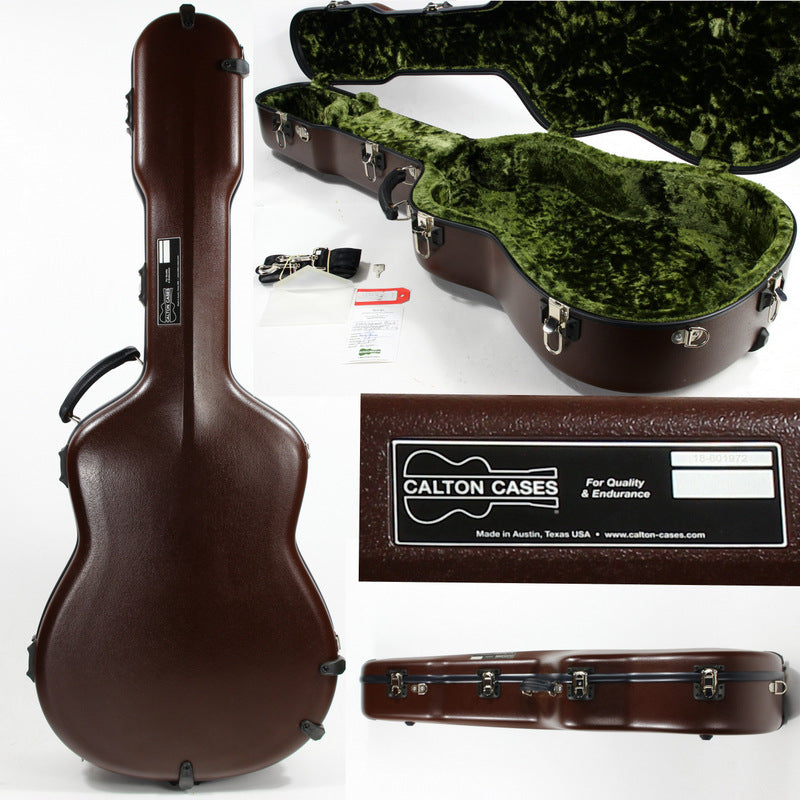 CALTON Deluxe Flight Guitar Case -Martin & Collings 14-Fret Dreadnought - Brown w/ Green Lining