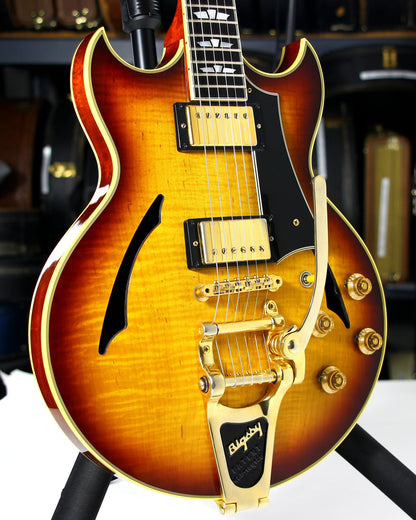 2005 Gibson Custom Shop Johnny A Signature - Ebony Board, Sunset Glow Sunburst, Bigsby es-355, l-4ces