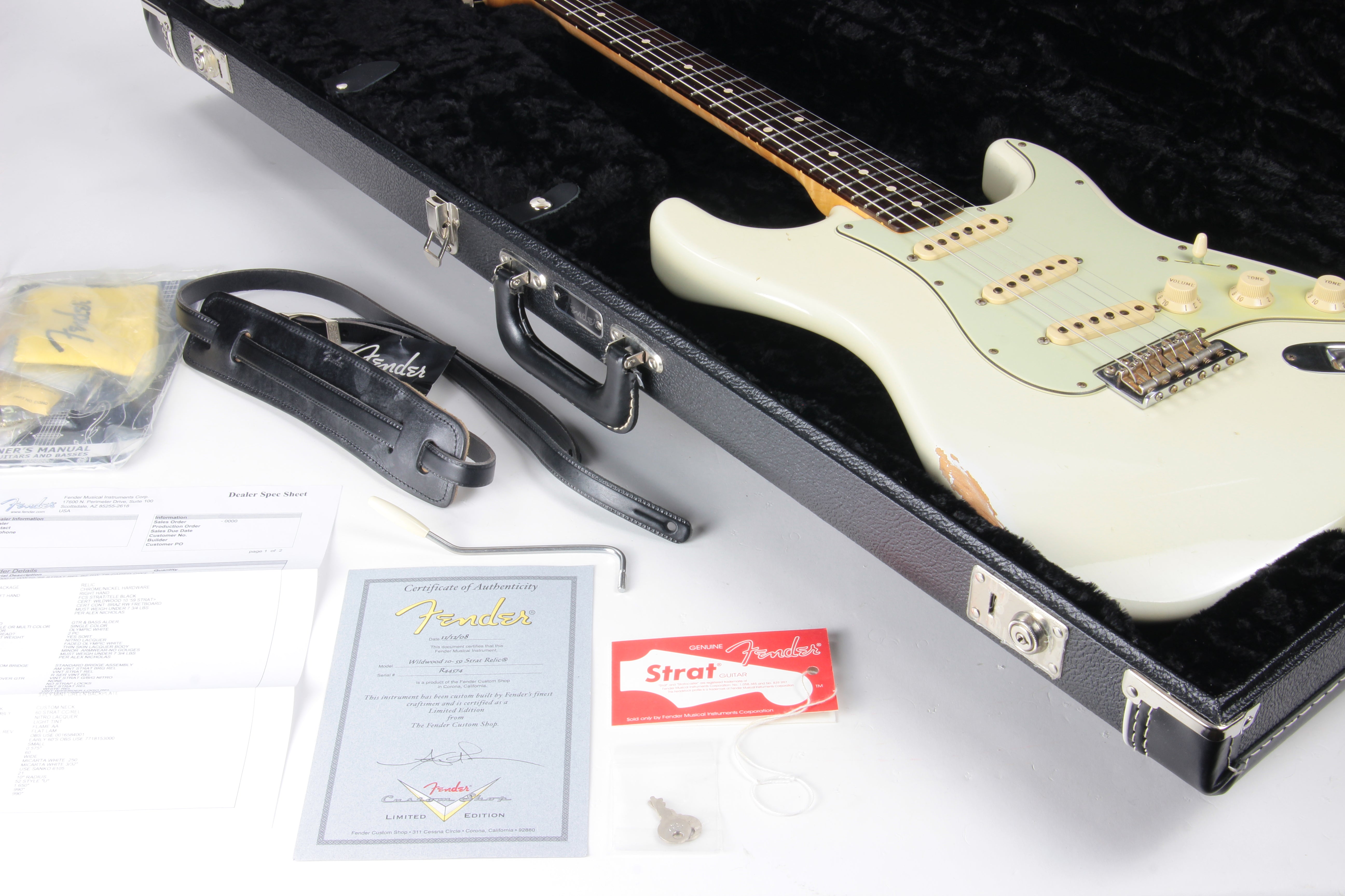 1959 Fender Custom Shop BRAZILIAN ROSEWOOD Stratocaster Relic Olympic White - John Cruz Pups, Wildwood 10!