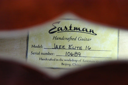 2011 Eastman Jazz Elite 16" Electric Archtop Guitar - Lollar Pickup, Schaller Tuners, MOP Inlays, Ebony Board