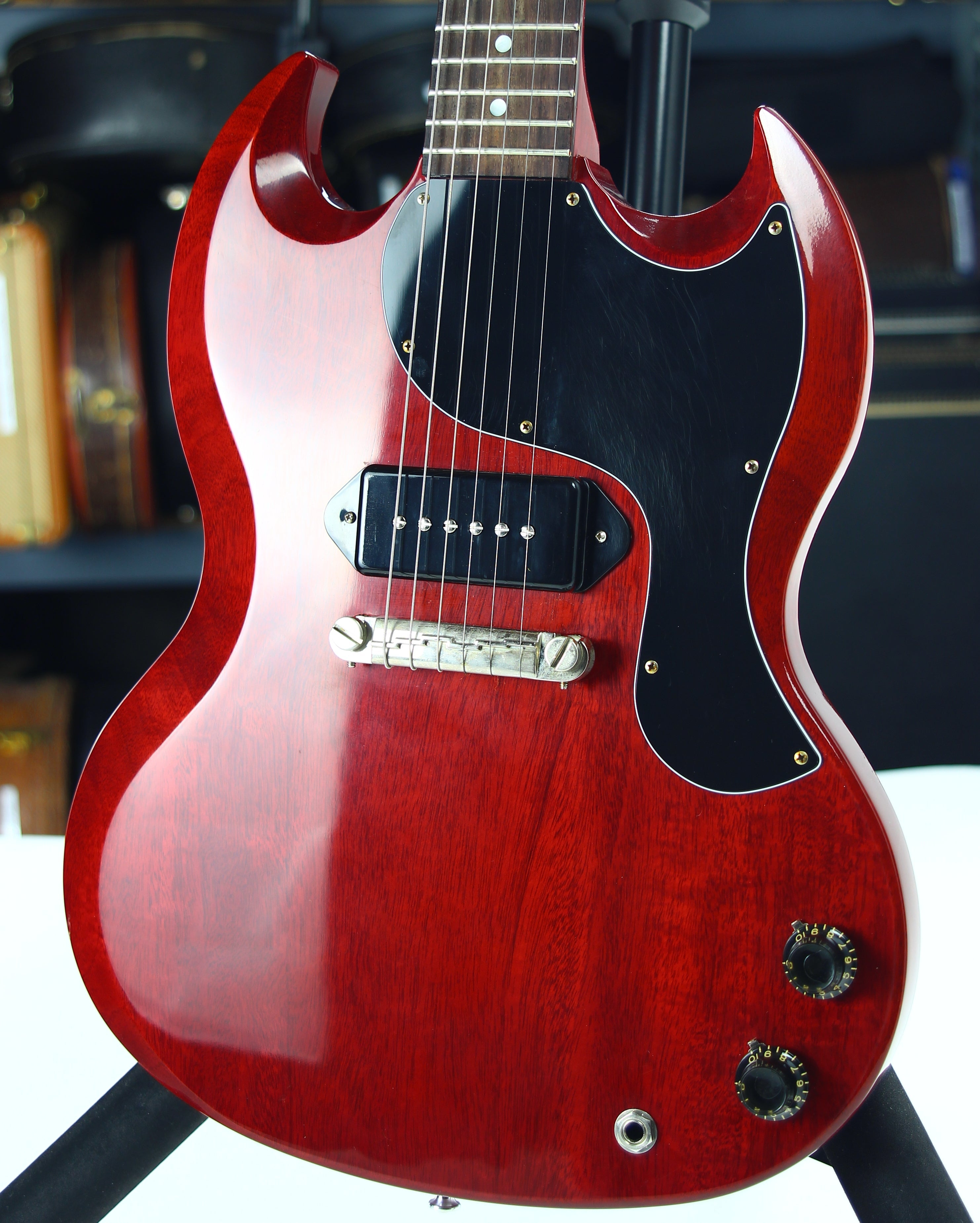 2021 Gibson Custom Shop '63 SG Junior Reissue Jr. Lightning Bar 1963  Wraparound, Cherry, Big Neck, P-90 Pickup