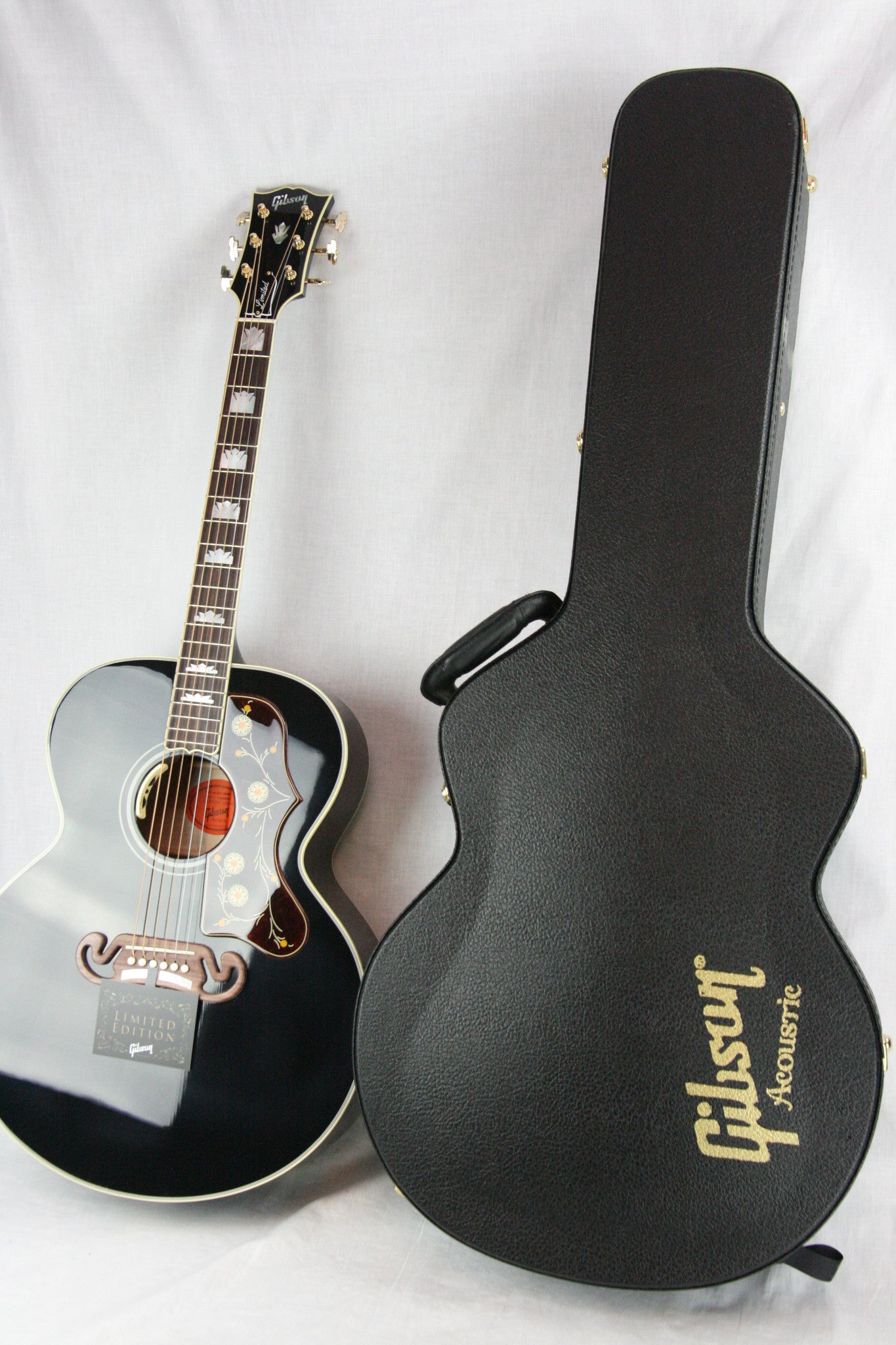 2016 Gibson Custom Shop SJ-200 Ebony BLACK! Jumbo Acoustic Guitar j 200 45 aj sj