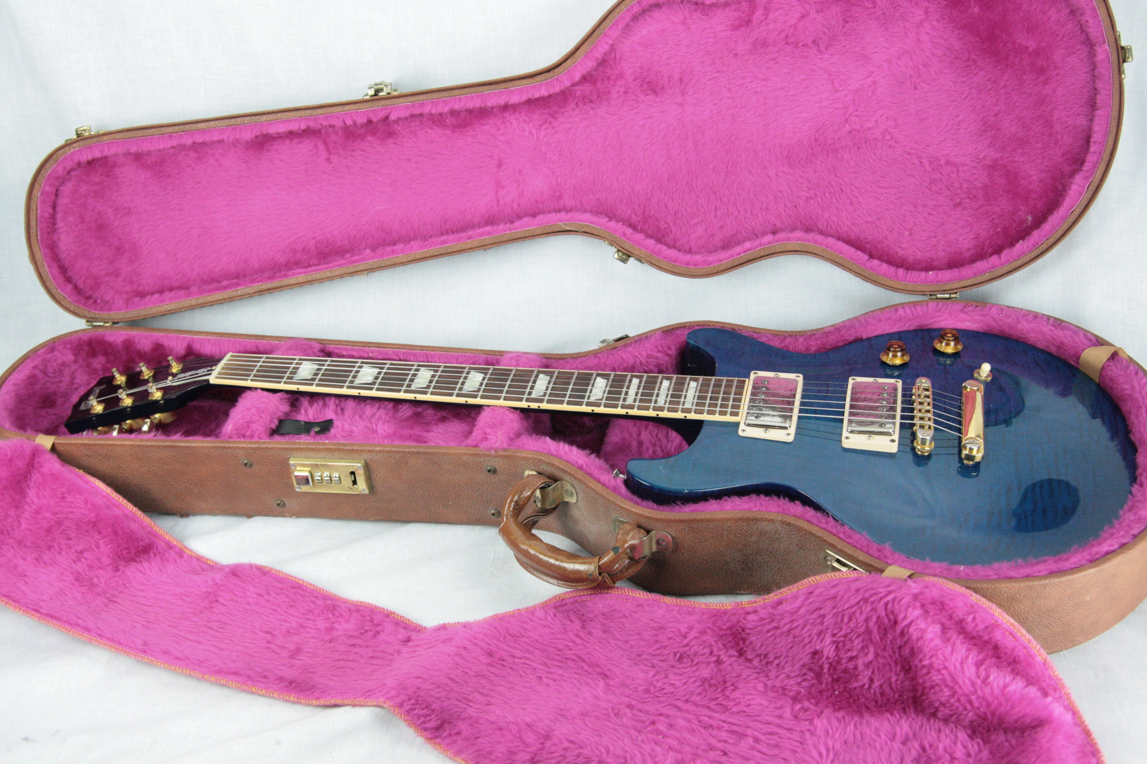 *SOLD*  1998 Gibson Les Paul Standard Plus DC Teal Blue! Double Cut LP! Flametop