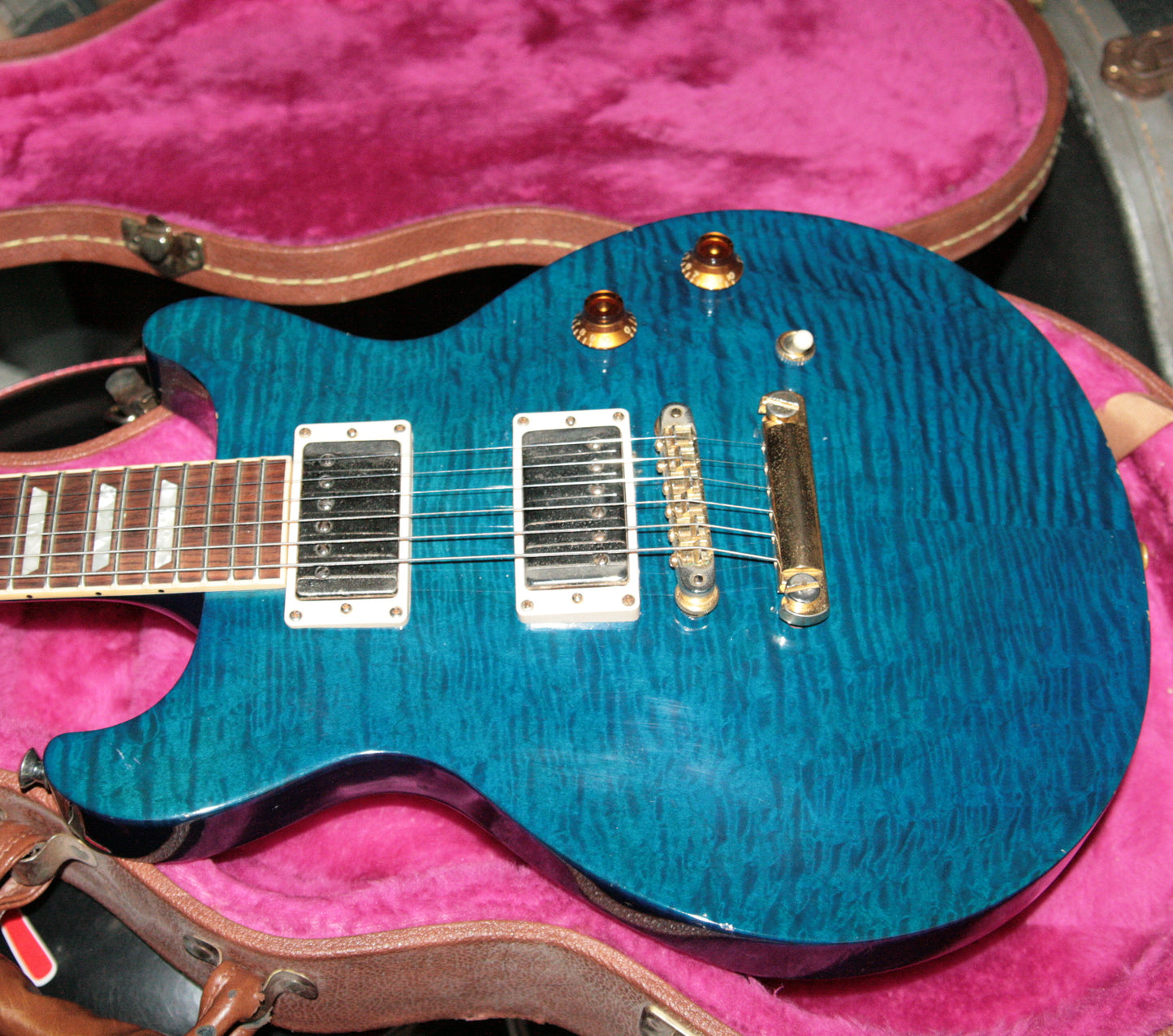 1998 Gibson Les Paul Standard Plus DC Teal Blue! Double Cut LP! Flametop