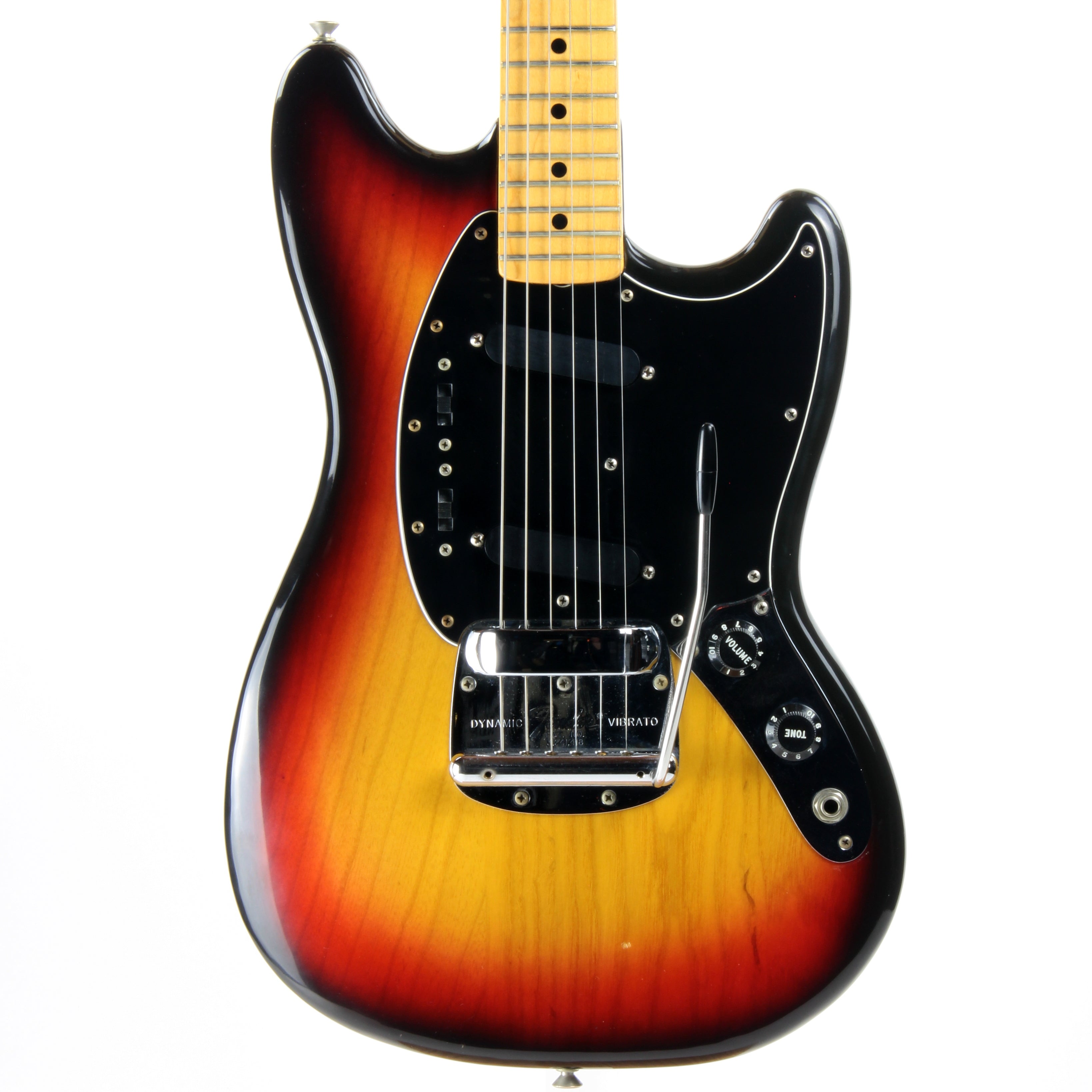 *SOLD*  1976 Fender MUSTANG w/ Original Case, Tags - Sunburst Maple Neck Vintage 24