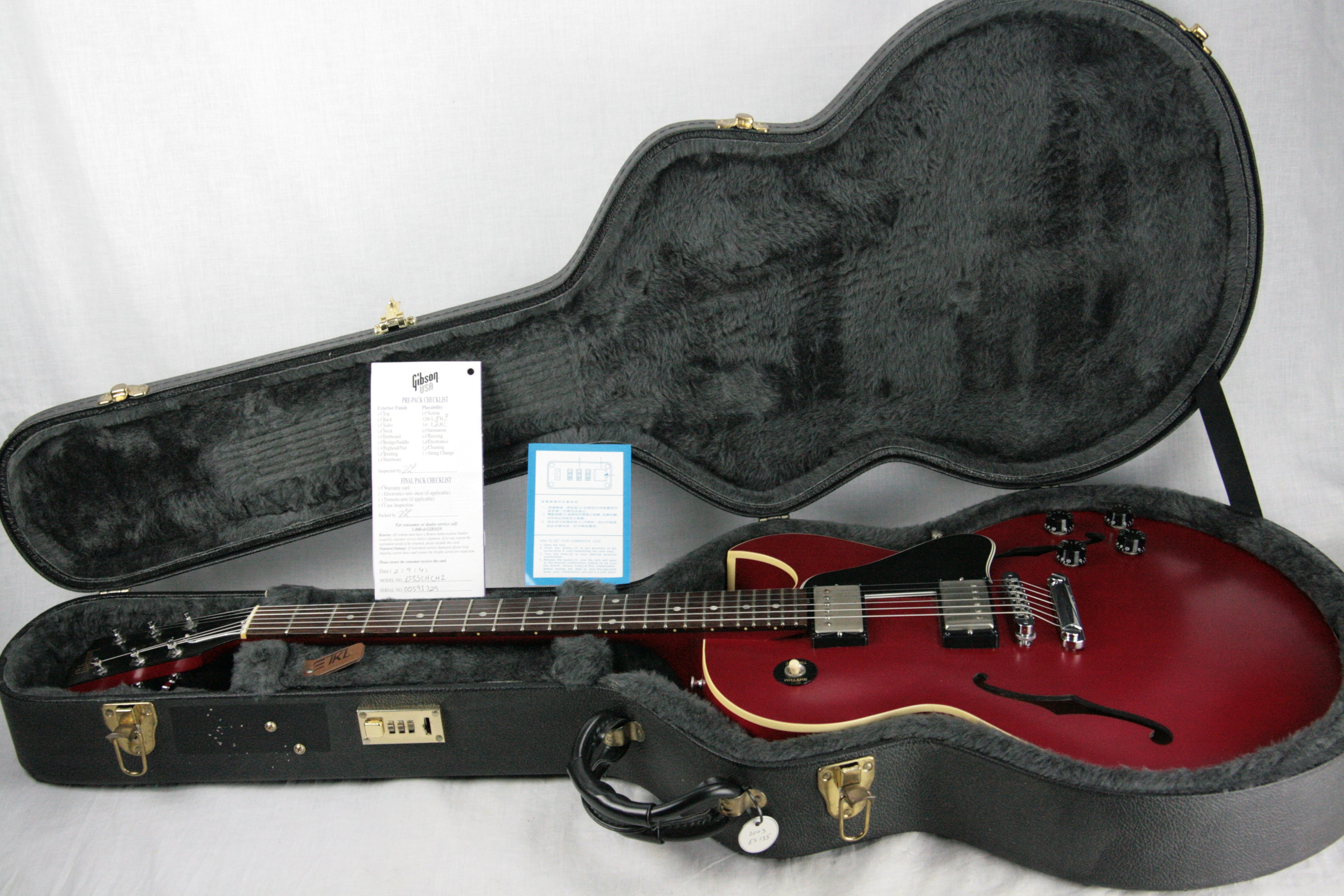*SOLD*  2003 Gibson ES-135 Satin Cherry Red Semi-Hollowbody Guitar Dimarzio PAF's! 335