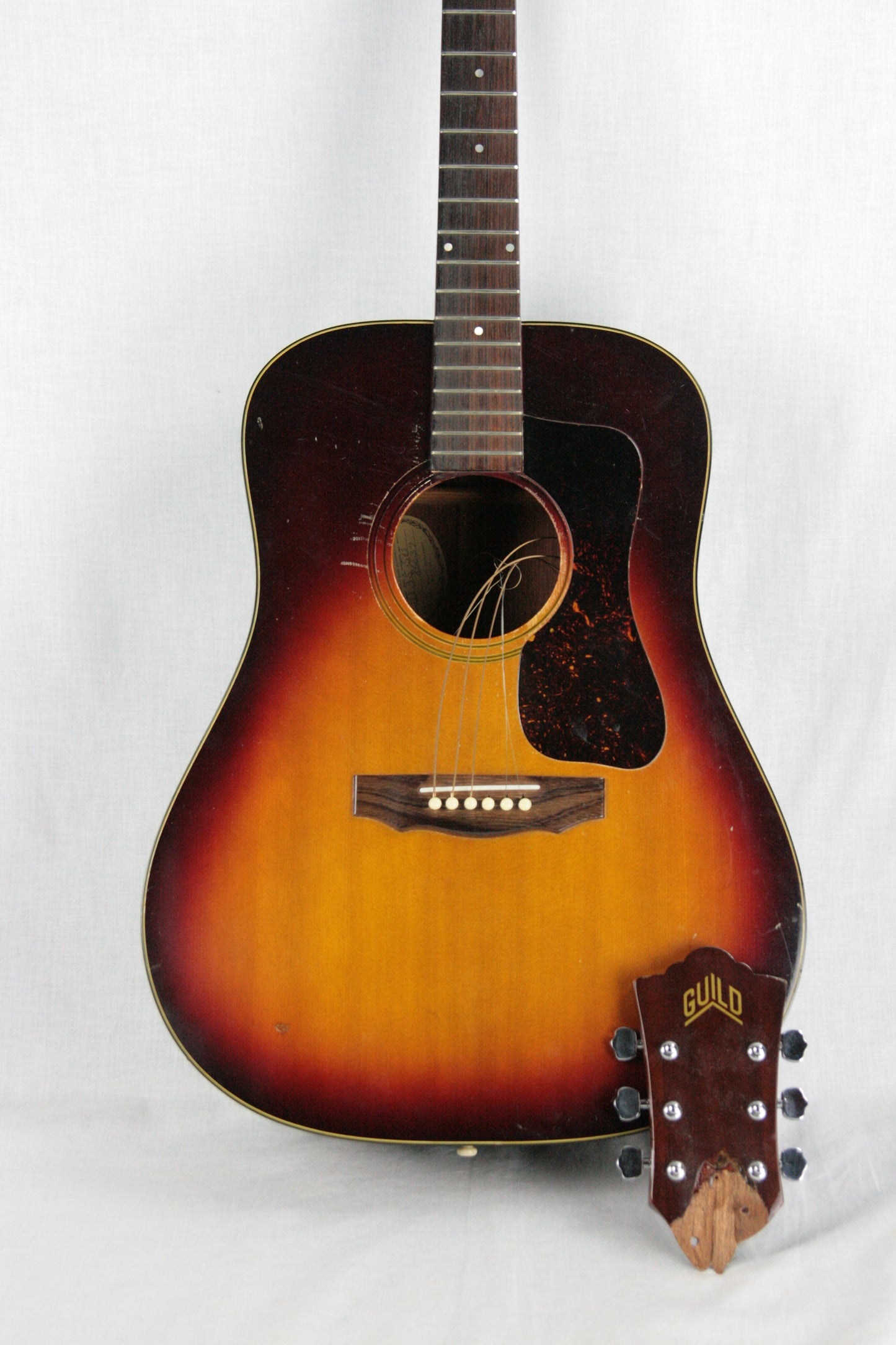 PROJECT 1973 Guild D-35 Sunburst Acoustic Flat Top Guitar Needs Repair!