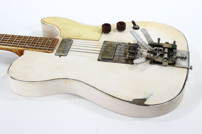 Mule Resophonics MULECASTER Tele Relic Steel Body Baritone Guitar -- Hipshot Palm Bender, Telecaster, White