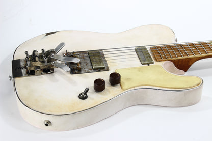 Mule Resophonics MULECASTER Tele Relic Steel Body Baritone Guitar -- Hipshot Palm Bender, Telecaster, White